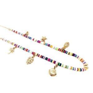 Lilly Pulitzer Tropical Charm Necklace Multicolor Beaded & Gold w/ Rhinestones